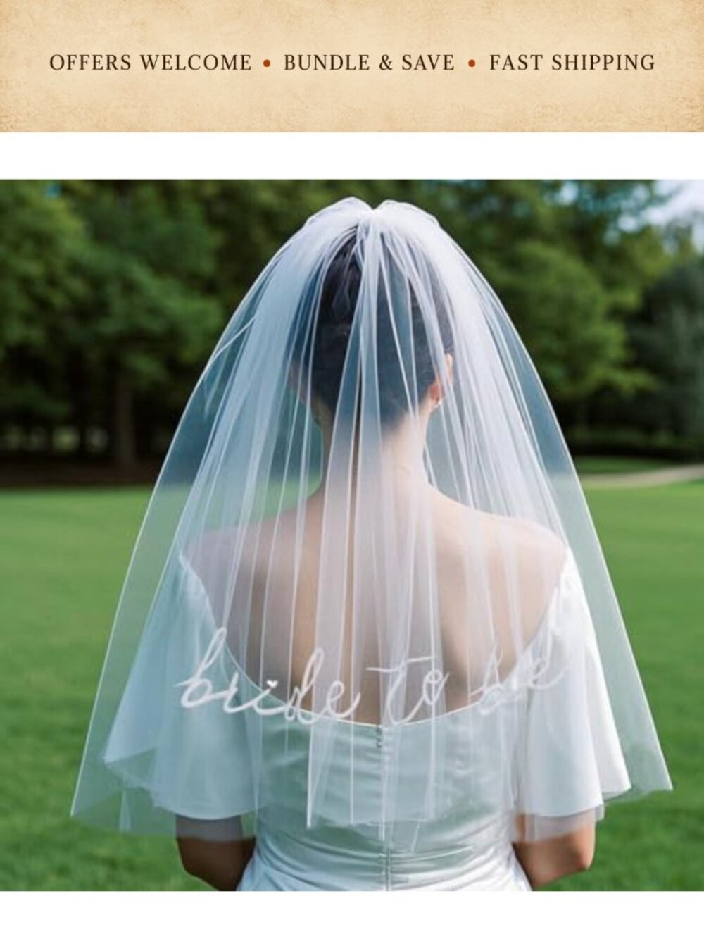 Bridal Veil with Comb Tulle 20in Double Layer Hair Accessory